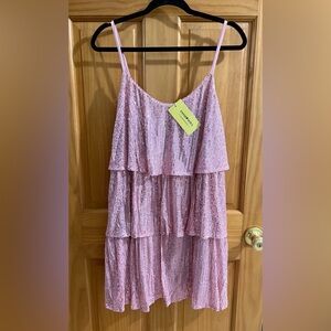 Pink Sequin Layered Women’s Dress